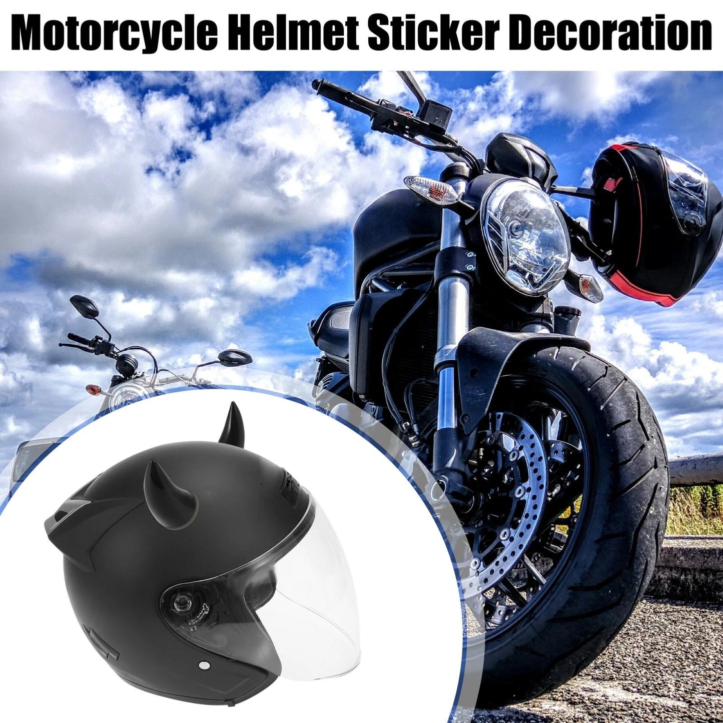 2 x Car Motorcycle Helmet Bull Horn Bumper Decoration Suction Cup Black