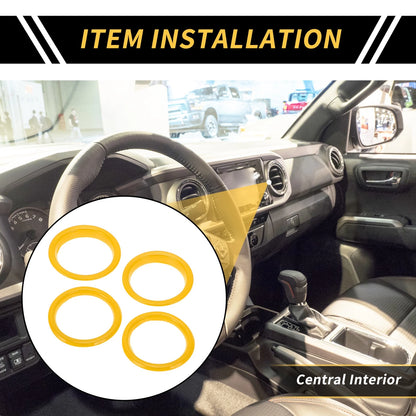 AC Vent Dashboard Decoration Rings  Yellow for Jeep Wrangler JL (2018-2020)