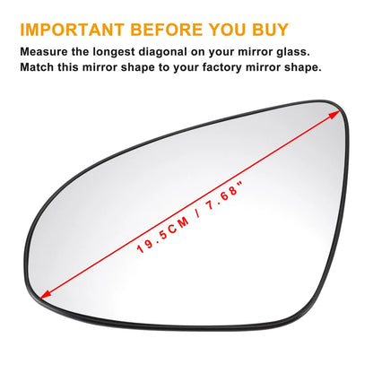 Left Side Mirror Glass w/ Back Heated for Peugeot 108 Toyota Aygo (2014–2019)