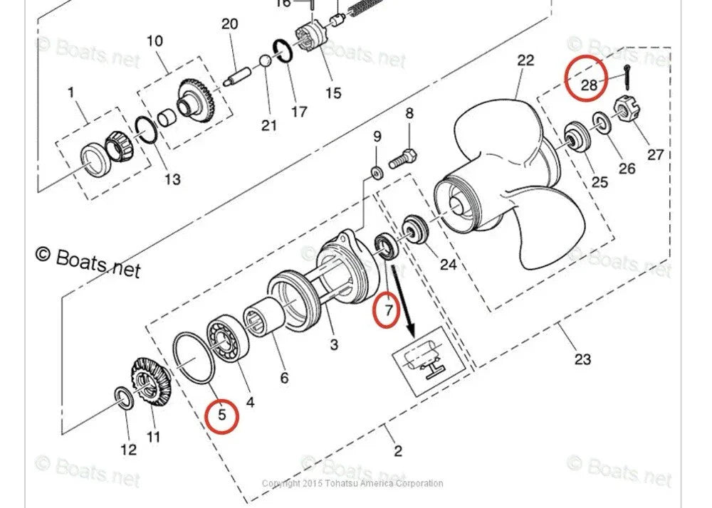 Tohatsu Outboard Lower Unit Oil Seal Kit 35HP 40HP 50HP