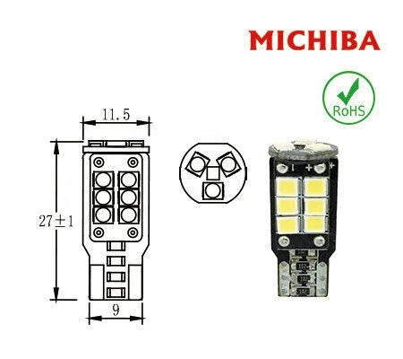 T10 wedge LED interior light 2pc 12V 6500K for Vehicles (2000–2024)