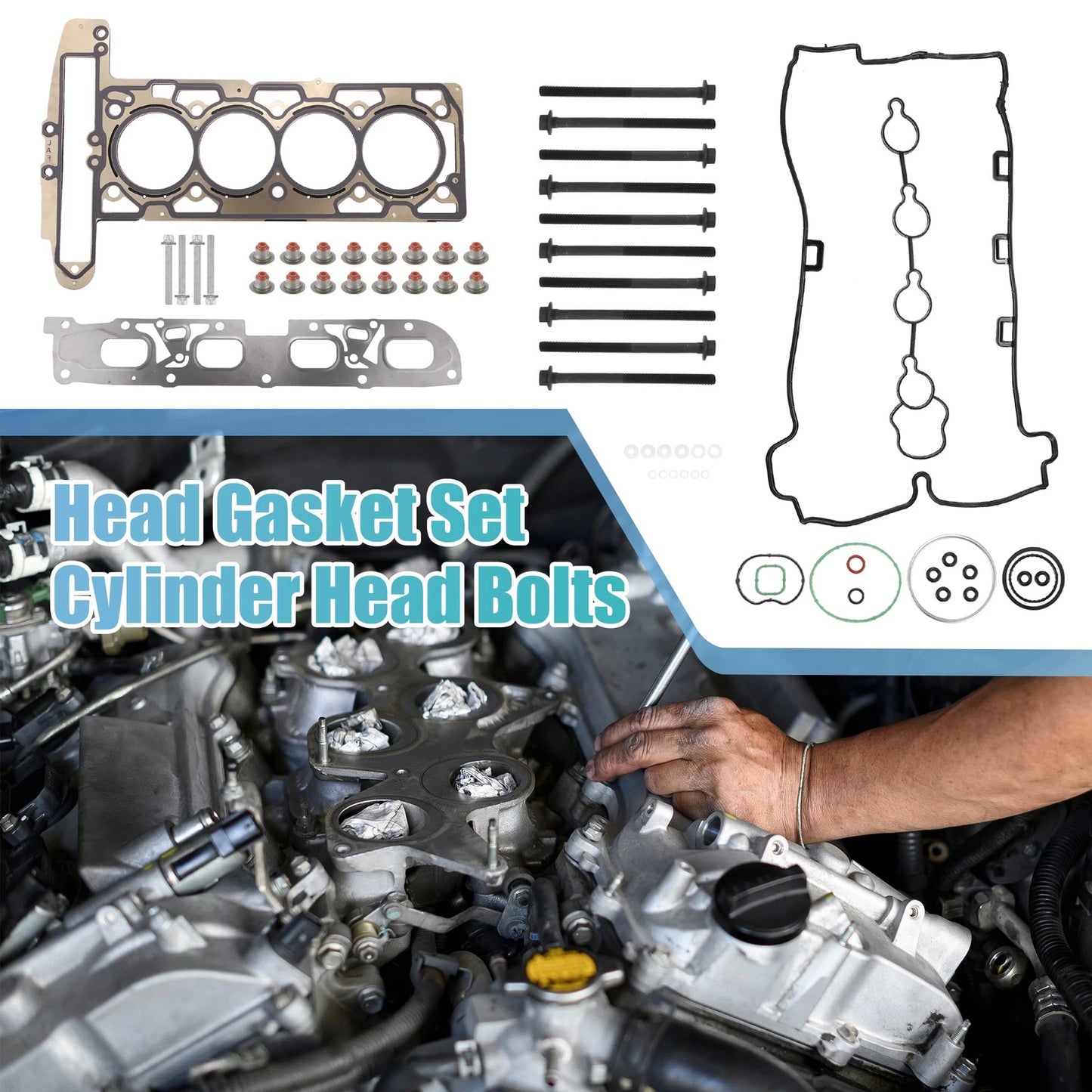 Cylinder Head Gasket Set Engine Gasket Kit Head Bolts for Chevrolet