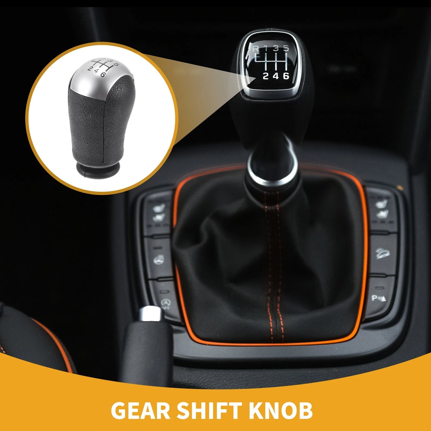 6 Speed Manual Gear Shifter Knob for Ford Focus (2005-2012) - Plastic Silver Tone