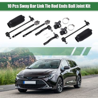 10 x Front Suspension Kit Tie Rod Ends & Sway Bar Links for Toyota Corolla (2003-2008)