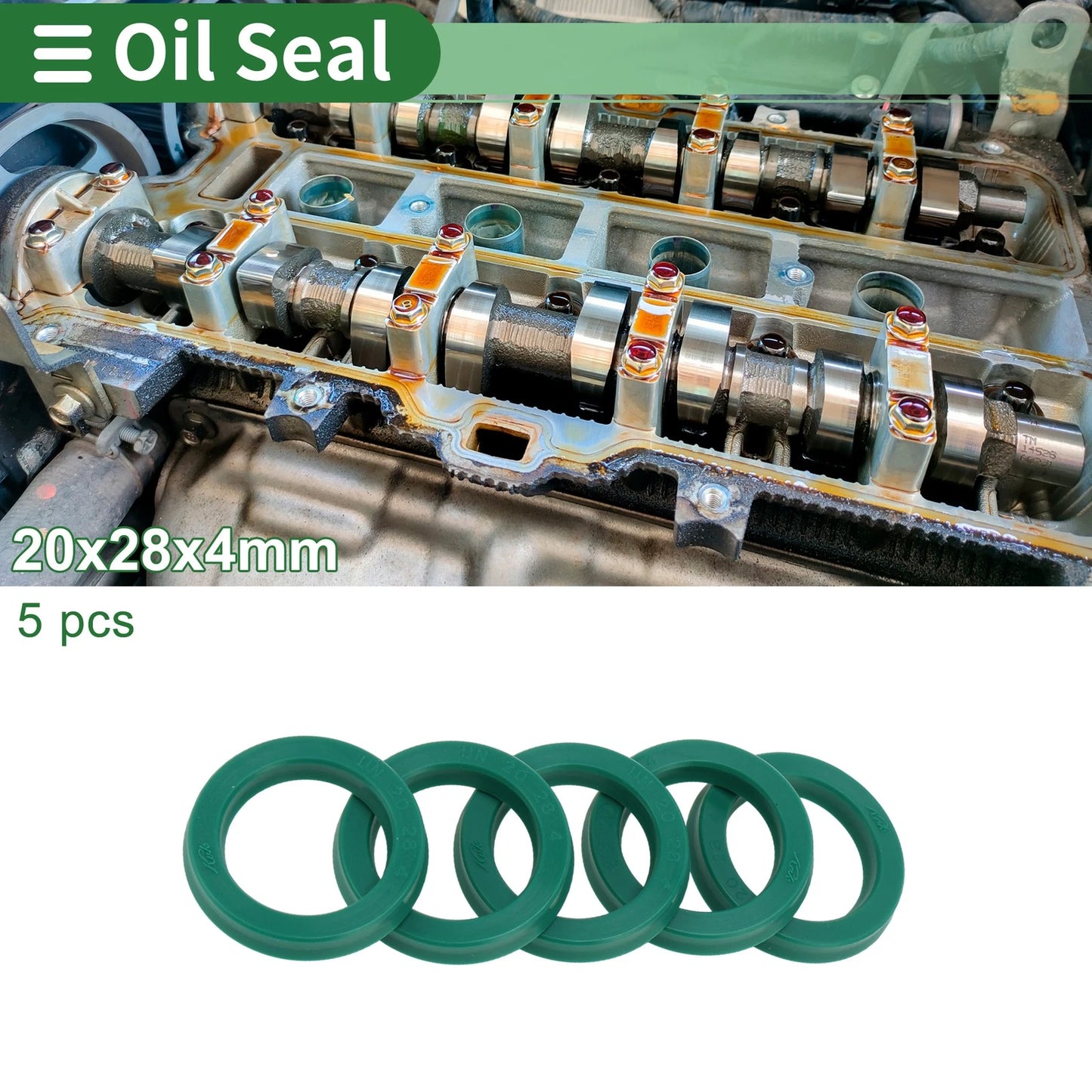 Oil Seal 20x28x4mm 5 x TPU High Pressure Green Seal Ring