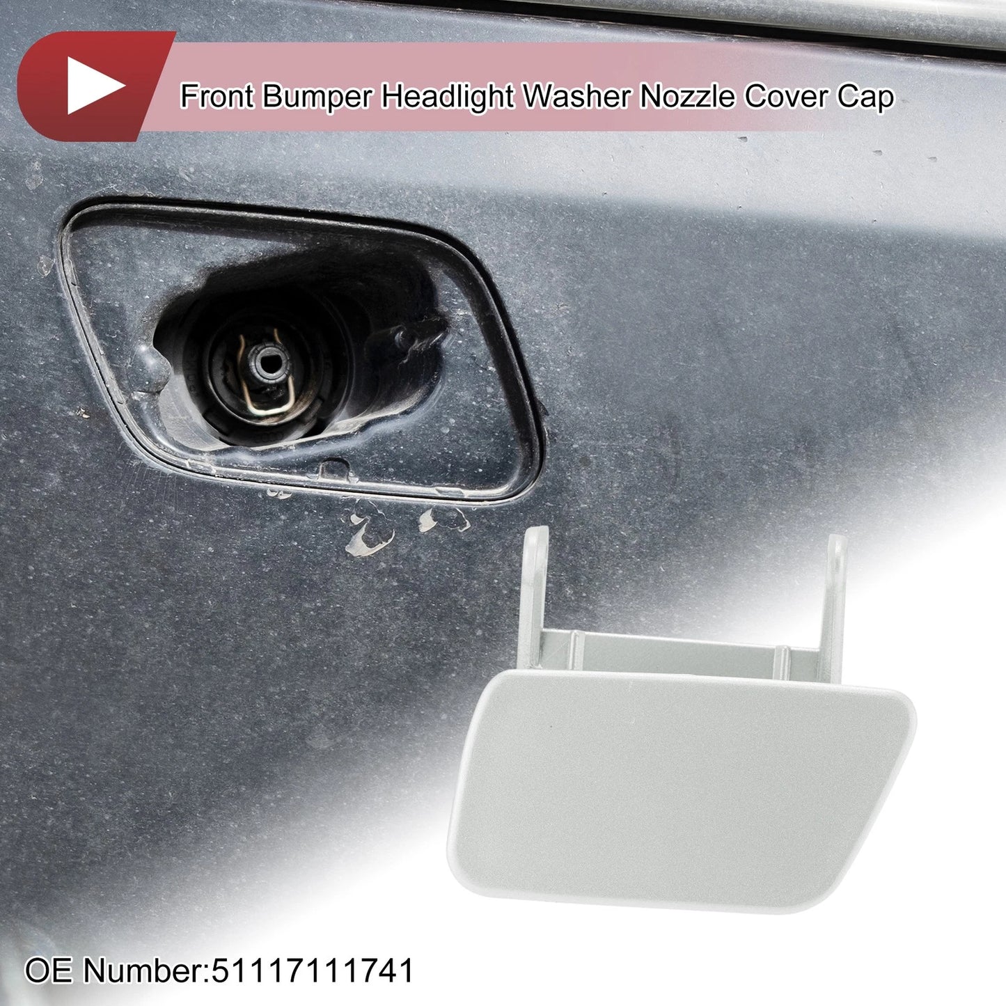Bumper Trim Nozzle Cover Silver Tone for BMW 525i (2004-2005)