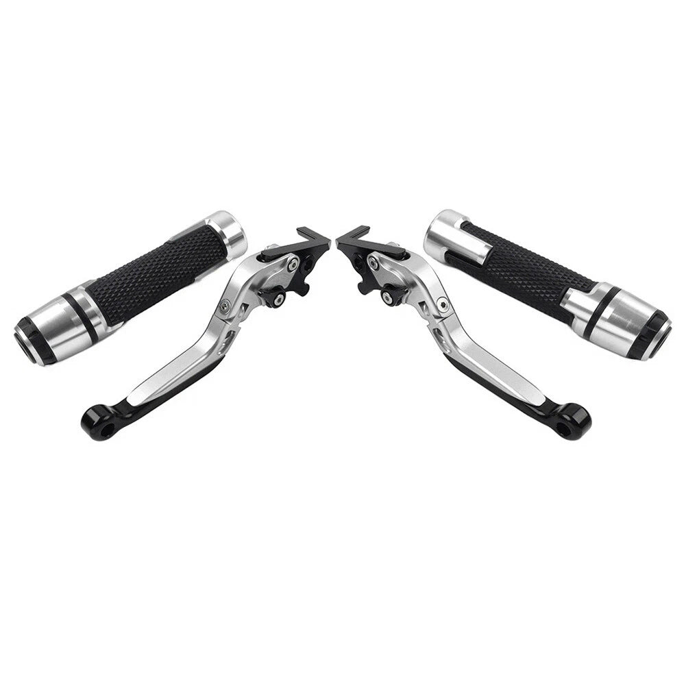 Silver Extendable Brake Clutch Lever Grips Set for Suzuki GSXR600/750 (2006-2019)