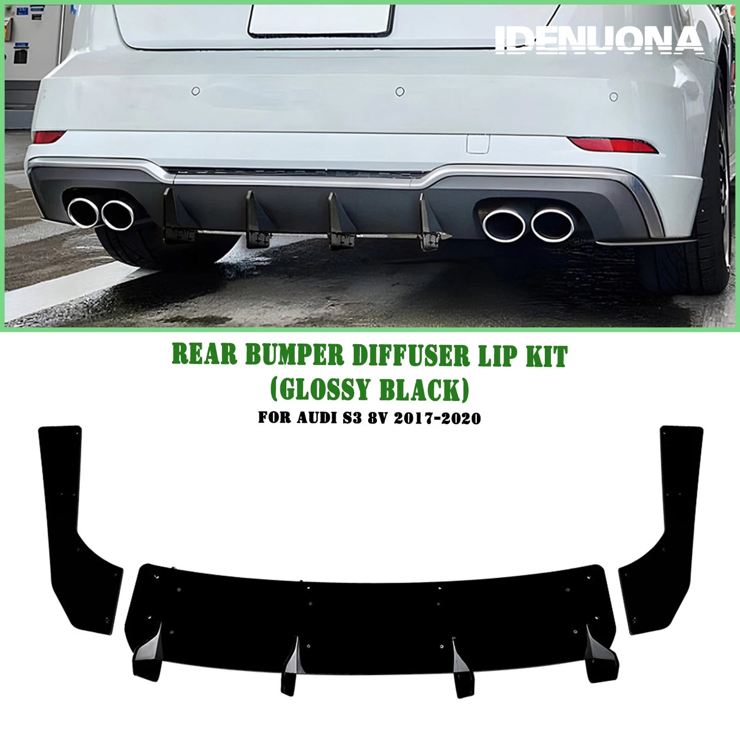 Rear Bumper Diffuser Lip for Audi S3 8V (2017-2020)