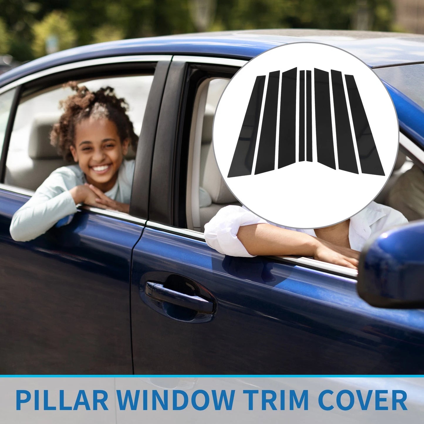 8 Pcs Door Pillar Window Trim for BMW X5 (1999-2006) Black