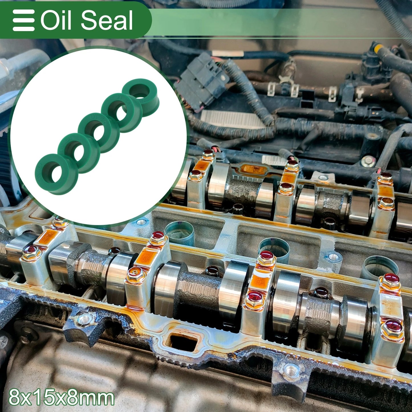 Oil Seal / 8x15x8mm / Rotary Shaft TPU Green 5 Pcs for Make Model