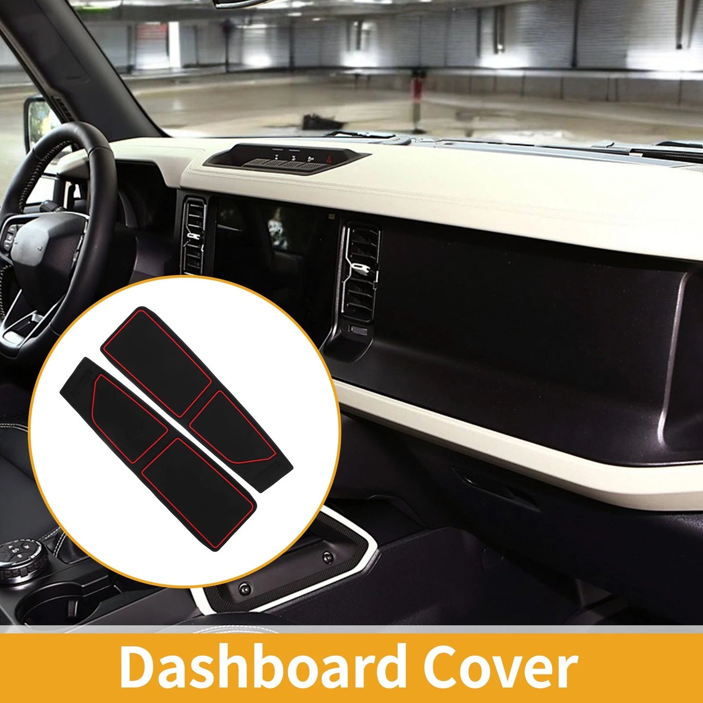 Dashboard Cover for Ford Bronco Accessories Black Red (2021-2024)