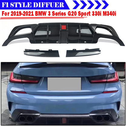 Carbon Fiber Style Rear Diffuser Lip for BMW 3 Series G20 2019-2022