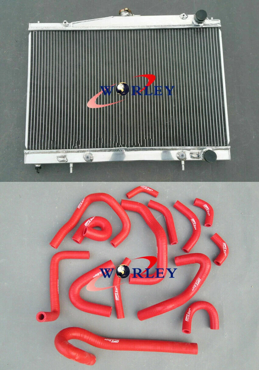 Aluminum Radiator + Black Hose for Nissan Skyline R33 R34 GT GTT GTR (1999-2000)