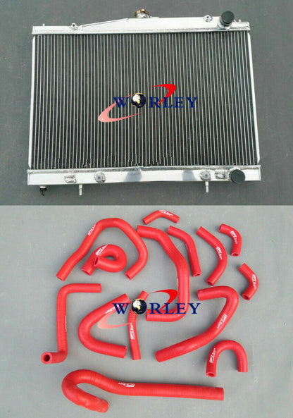 Aluminum Radiator + Black Hose for Nissan Skyline R33 R34 GT GTT GTR (1999-2000)