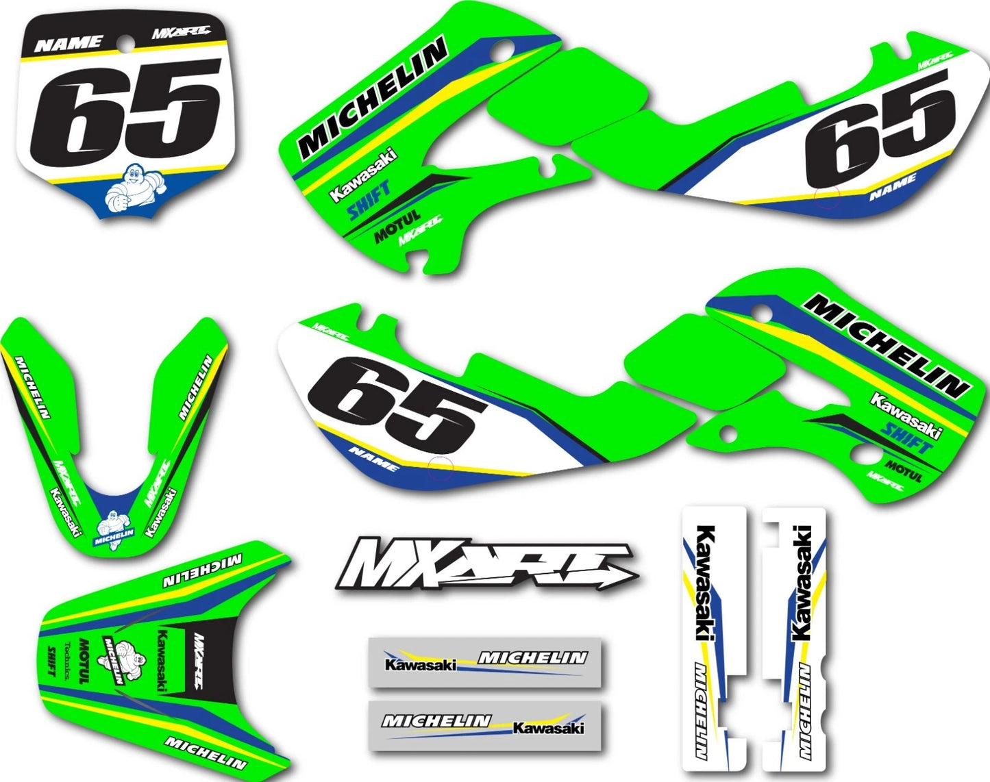 Custom Sticker Kit Delta Style for Kawasaki KX 65