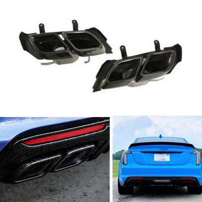 Black Rear Exhaust Muffler Pipe Tips 2 x for Cadillac CT5 (2020-2024)