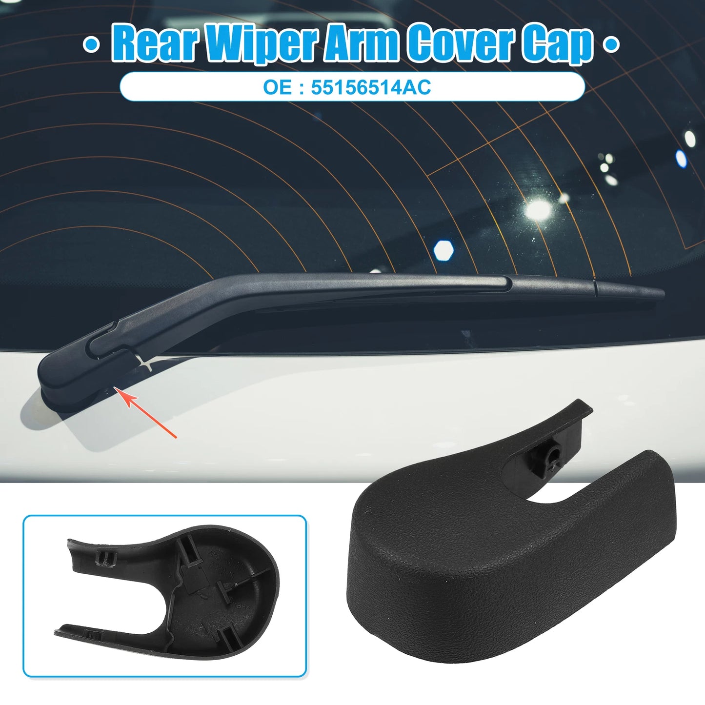 Rear Windshield Wiper Arm Nut Cover for BMW 535xi (2008-2010) - Black