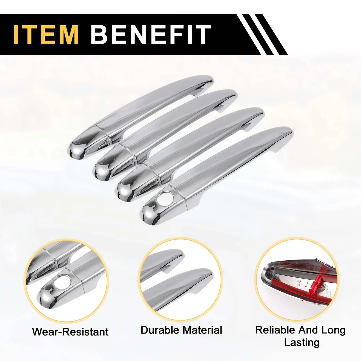 4pcs Chrome Silver Exterior Door Handle Covers for Toyota 4Runner (2003-2010)
