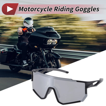 Goggles 1x Motorcycle Riding Silver Tone Gray Lens Black Frame PC Eyeglasses