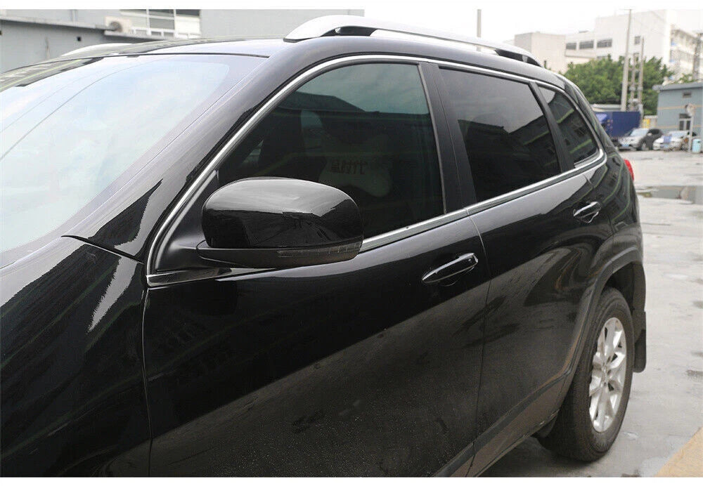 Gloss Black Rearview Mirror Caps for Jeep Compass, Cherokee (2017-2023)