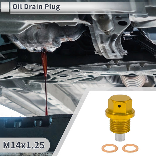 Set M14x1.25 Engine Oil Drain Plug With Gasket for Car Motorcycle Boat Goldtone