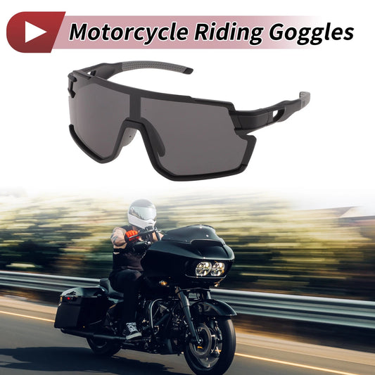 Motorcycle Riding Goggles Black Lens Black Frame Cycling Sunglasses PC