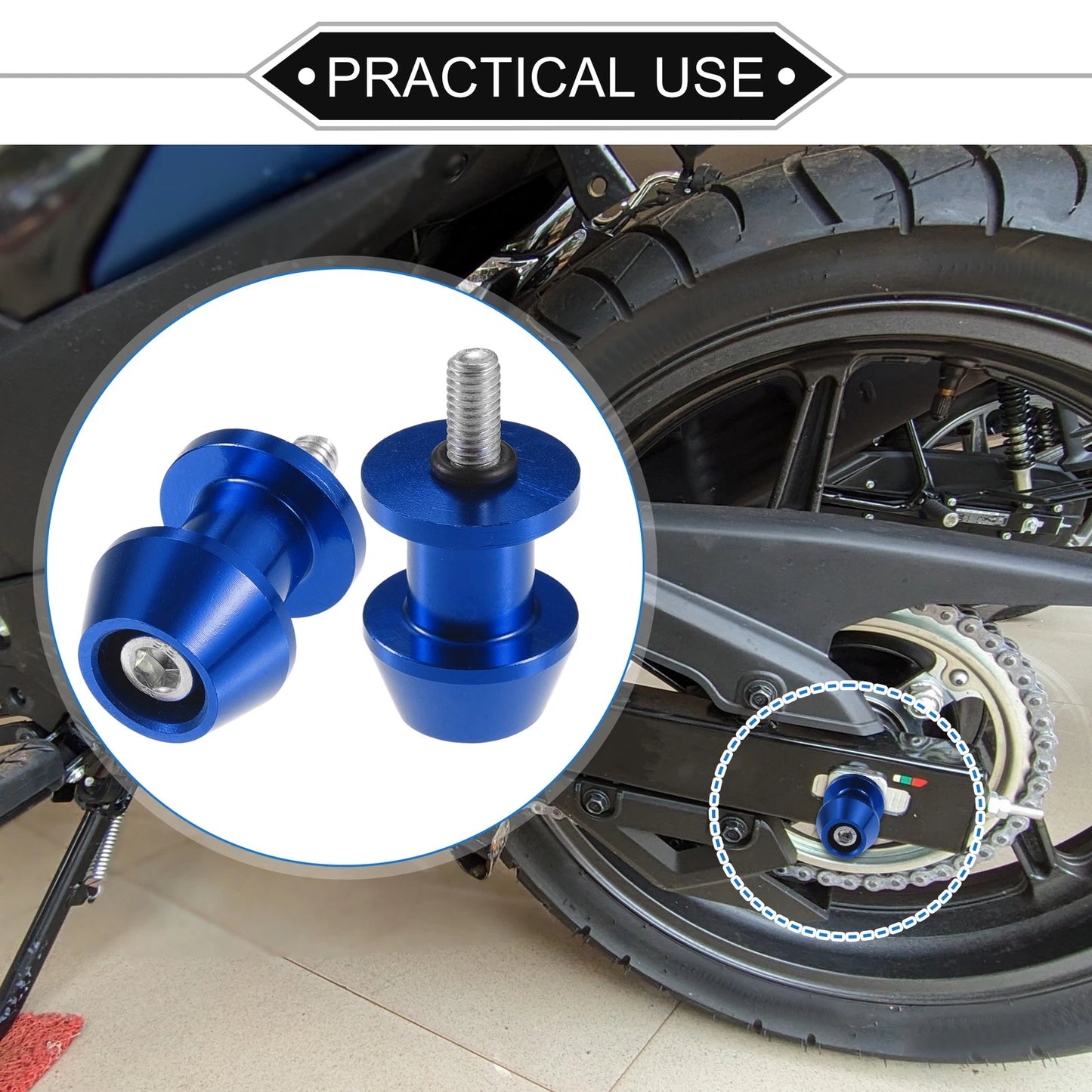 1 Pair Swingarm Spools 6mm CNC for Motorbike Blue