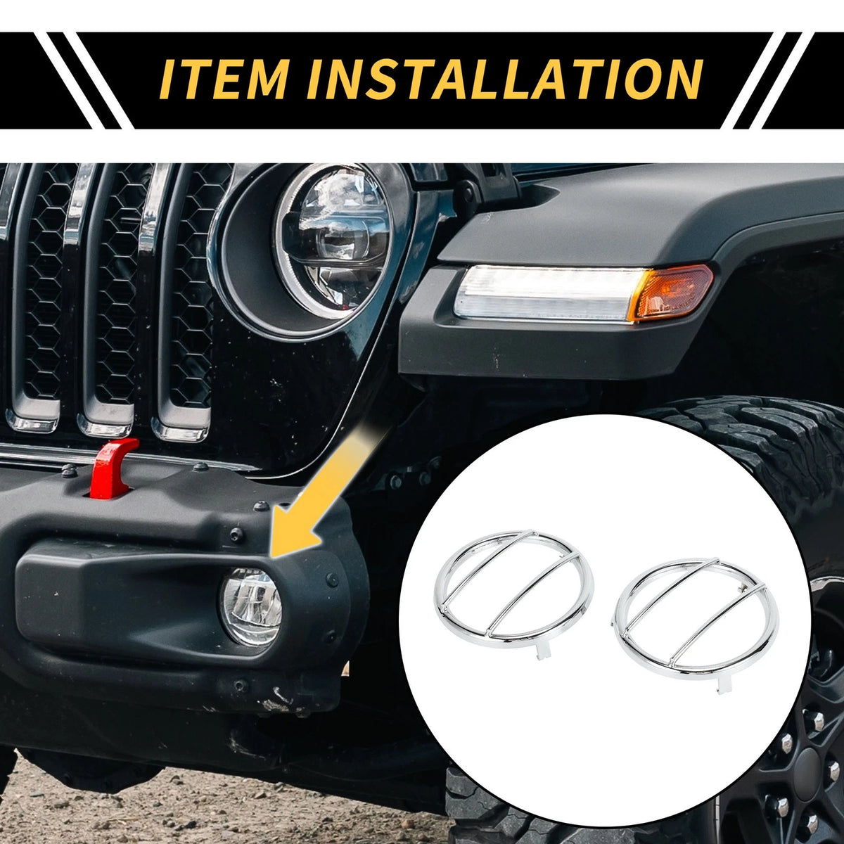2 x Turn Signal Light Grill Guard Protector Caps for Jeep Wrangler (2007-2017)