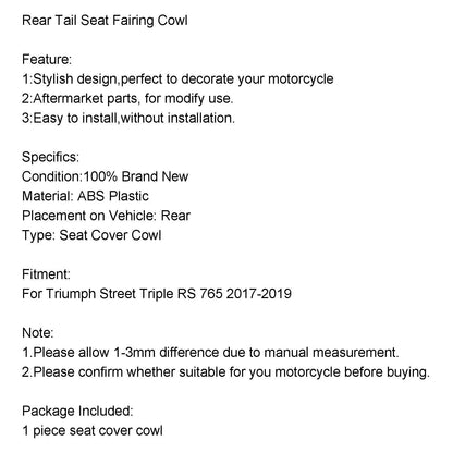 Rear Seat Fairing Cover for Triumph Street Triple RS 765 (2017-2019)