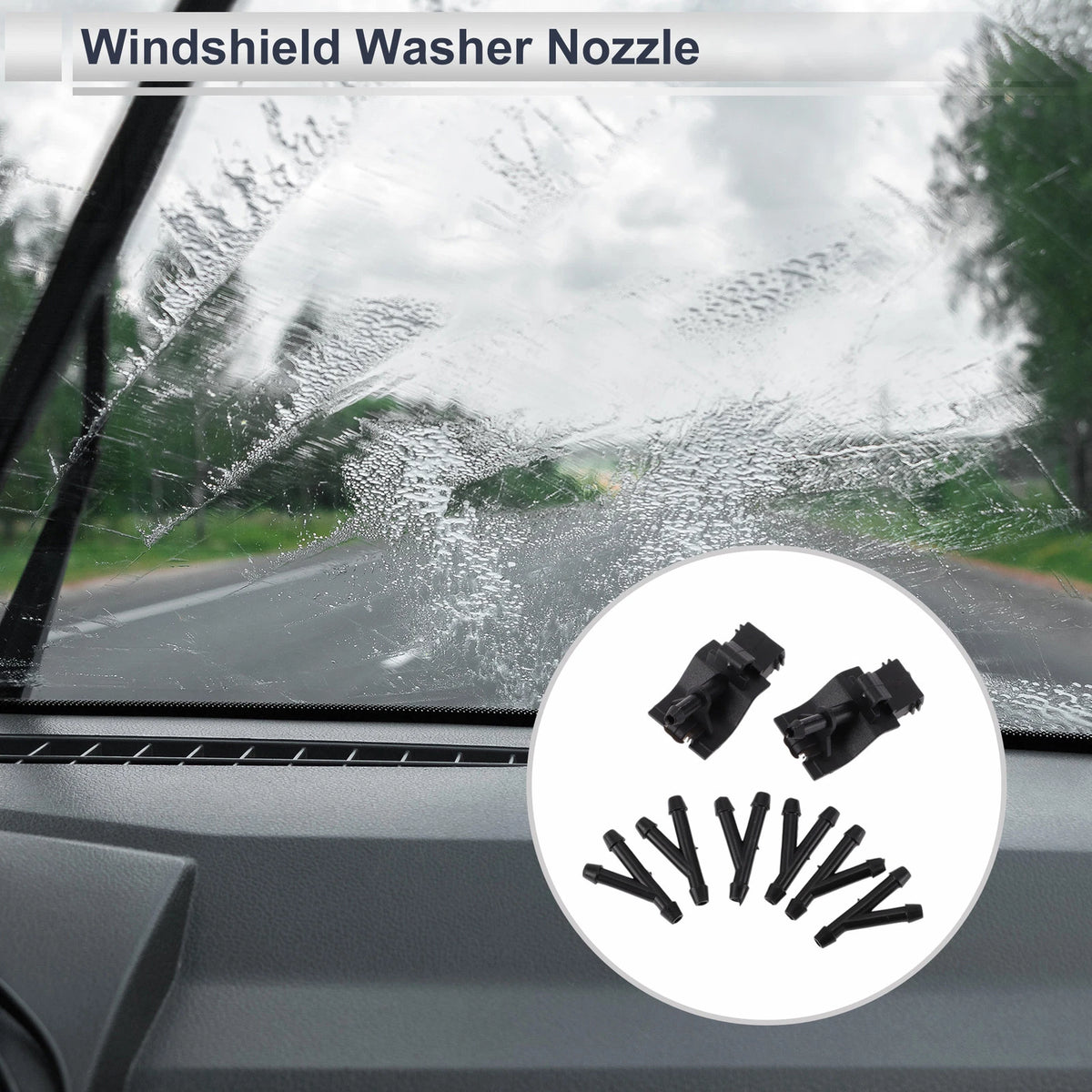 6 x Windshield Washer Nozzles & Hose Connectors for Toyota