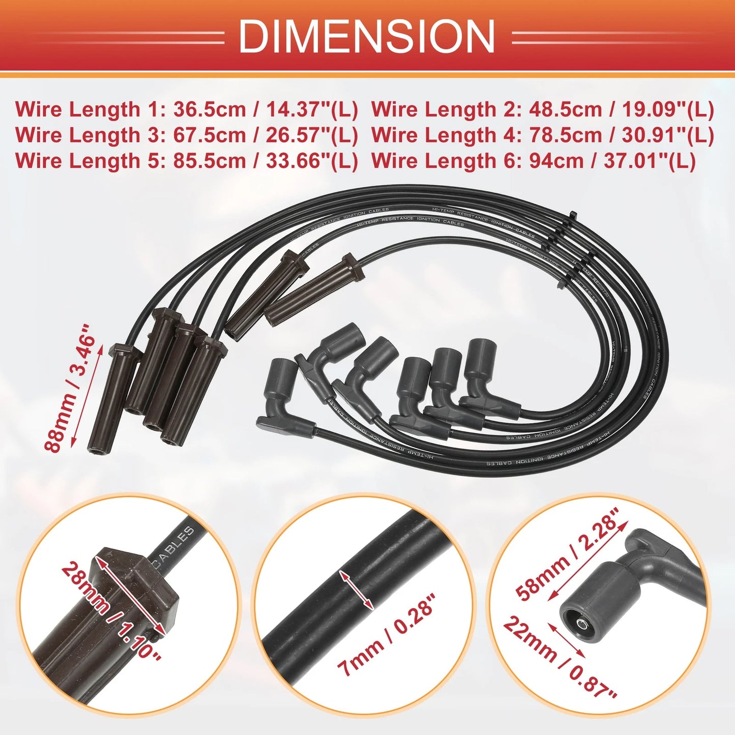 6 x Spark Plug Wire Ignition Coil Cable for Chevrolet Equinox