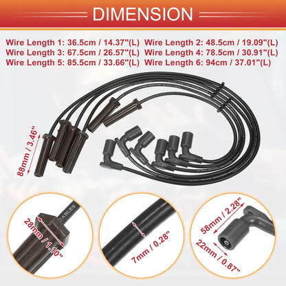 6 x Spark Plug Wire Ignition Coil Cable for Chevrolet Equinox