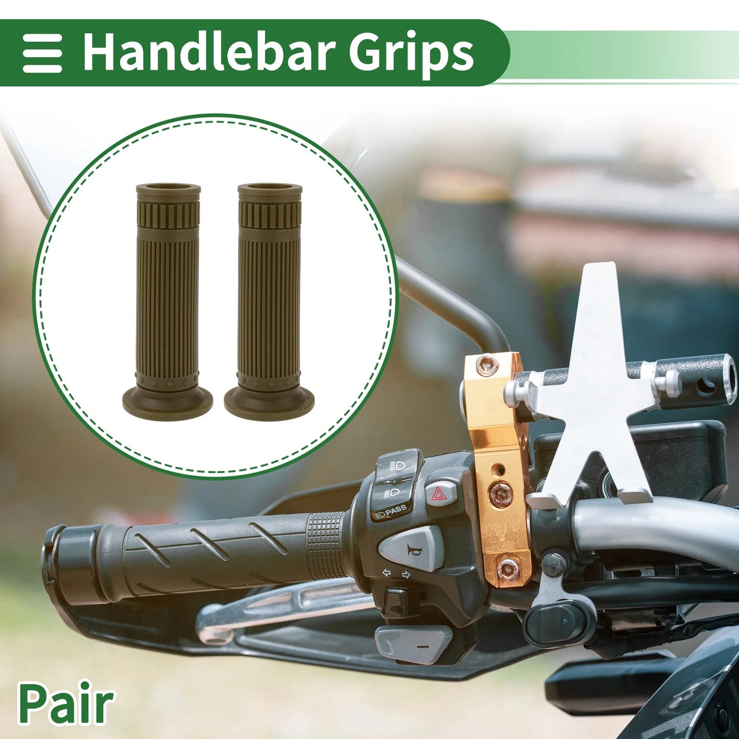 25mm Motorcycle Handlebar Grips TPU Green