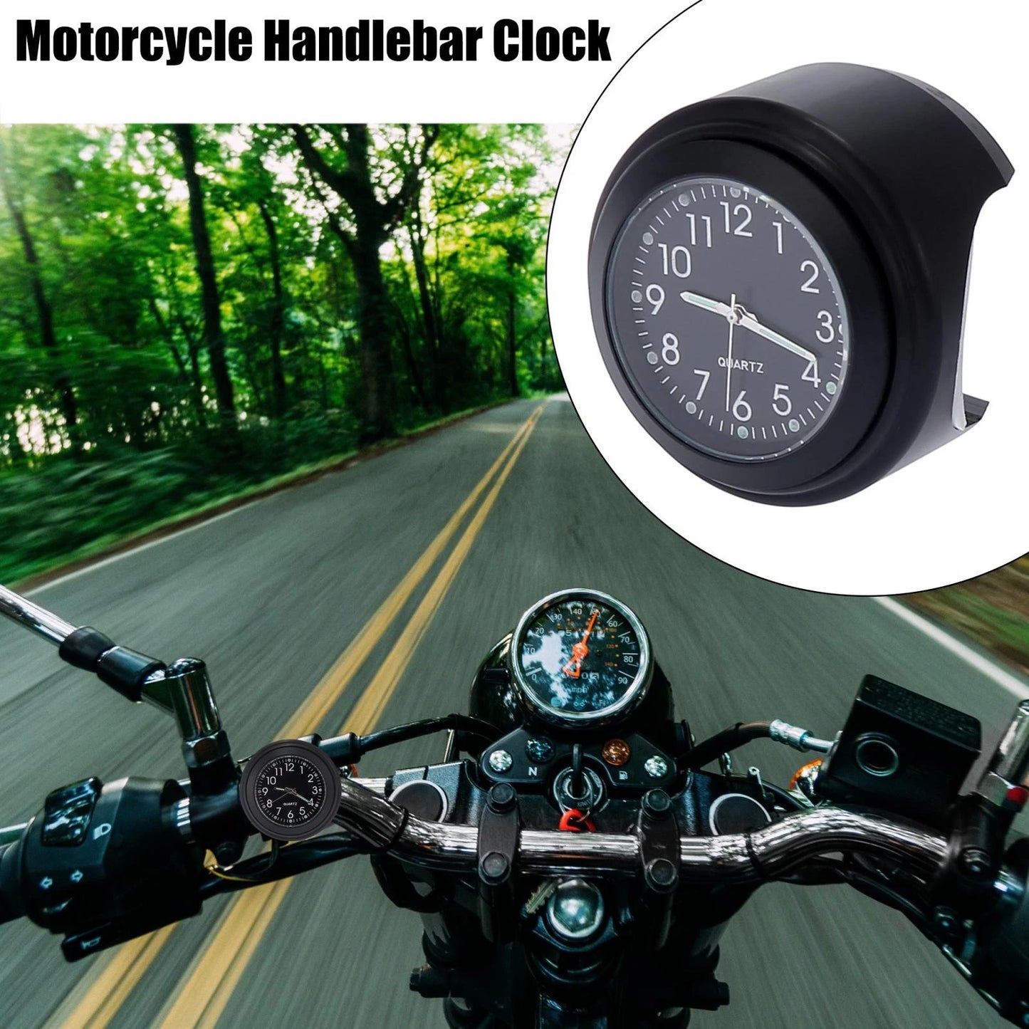 Handlebar Mount / 22-25mm 7/8" to 1" / Watch Dial Clock for Motorcycle