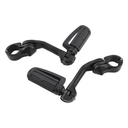 1 1/4 in Highway Bar Footpegs Long Angled Mount Kit for Motorcycle Matte Black