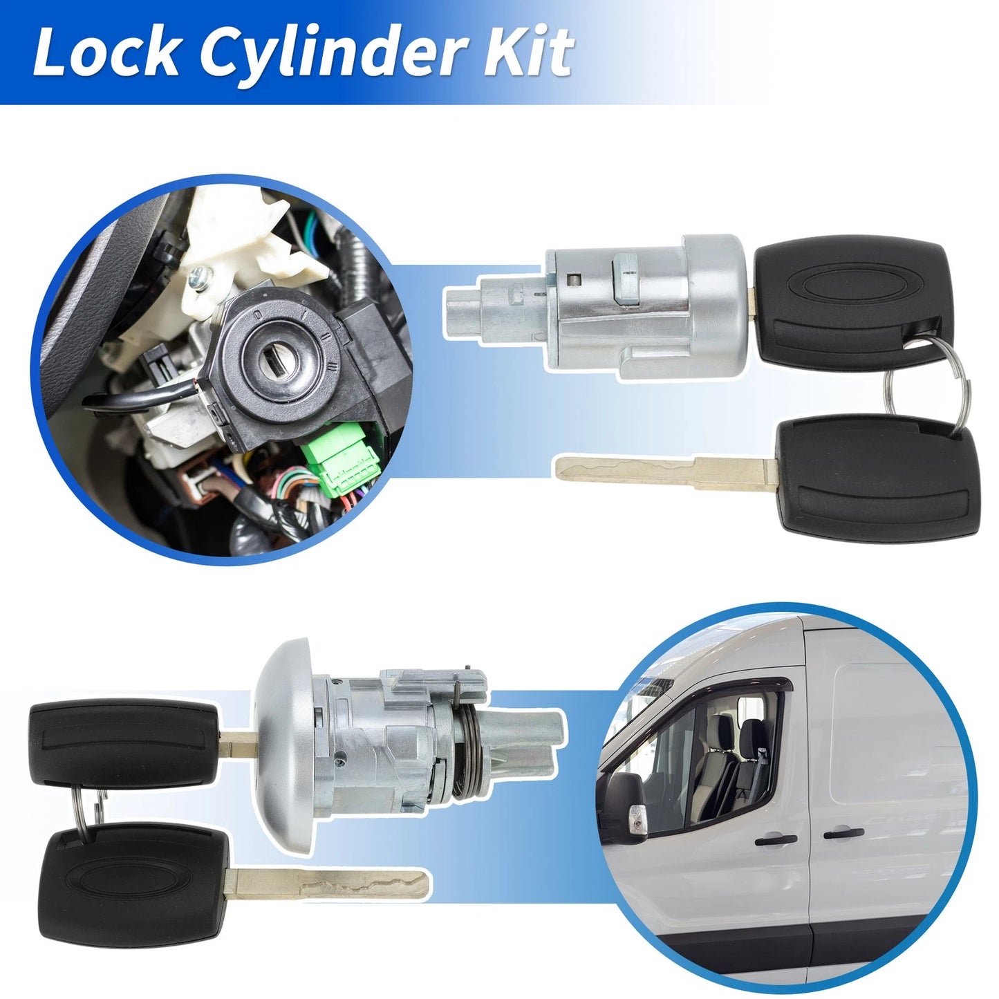 Door Lock Cylinder Set for Ford Transit MK8 (2014-2023)