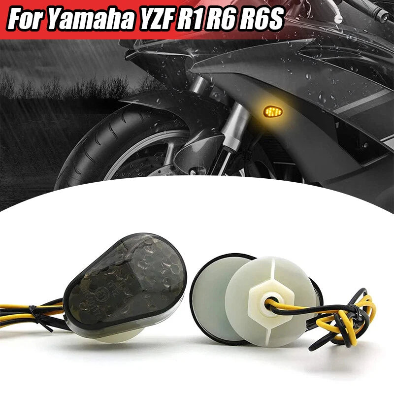 Smoke Flush Mount LED Turn Signal Lights for Yamaha YZF R1 R6 R6S (2000-2023)