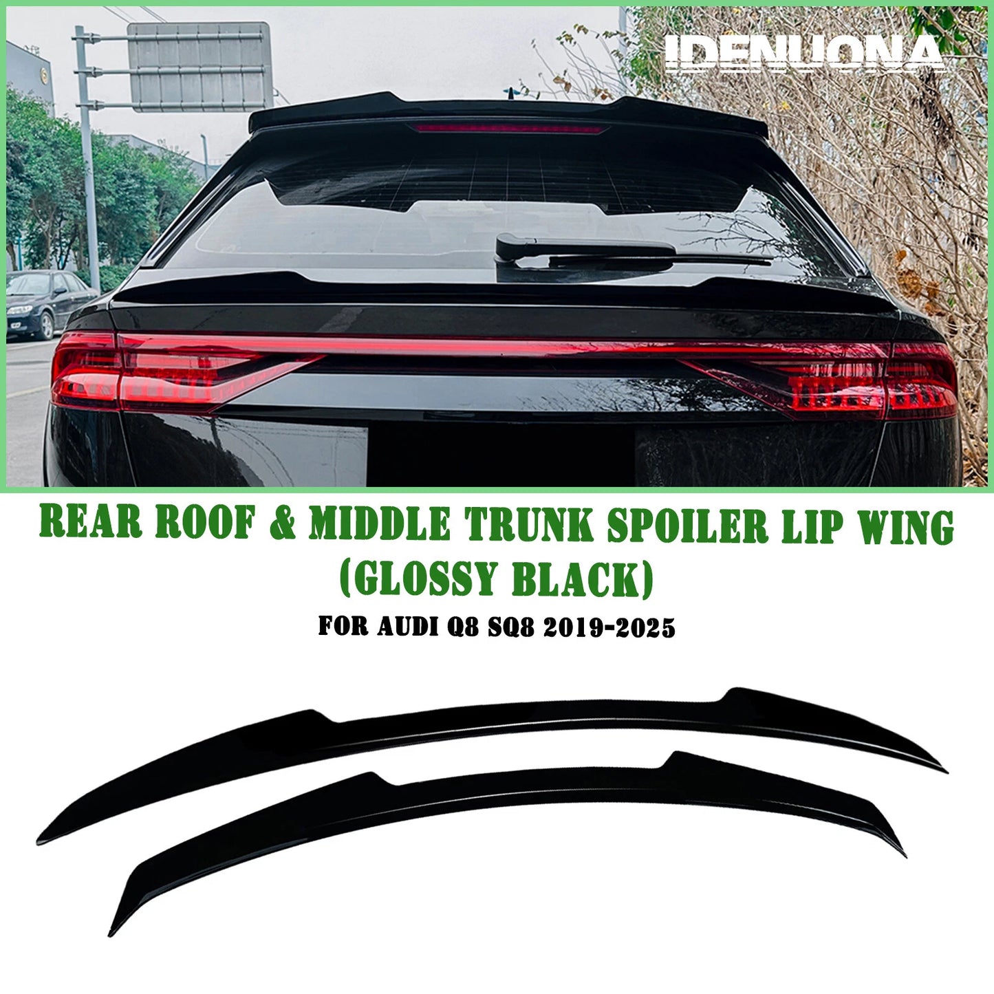 Rear Boot Spoiler Lip for Audi Q8 SQ8 (2019-2025) Gloss Black