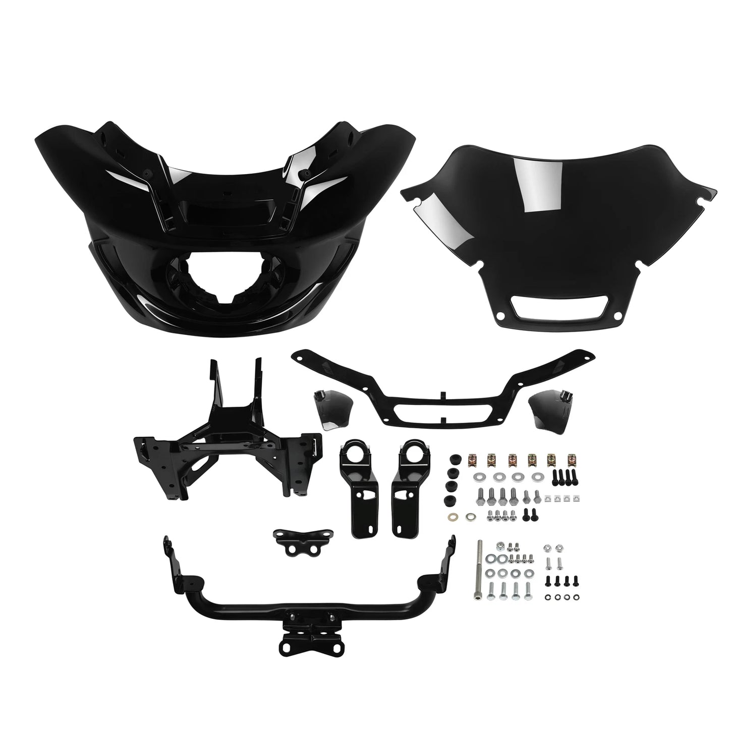 Black Front Fairing Windshield Support Bracket for Harley Low Rider (22-25)