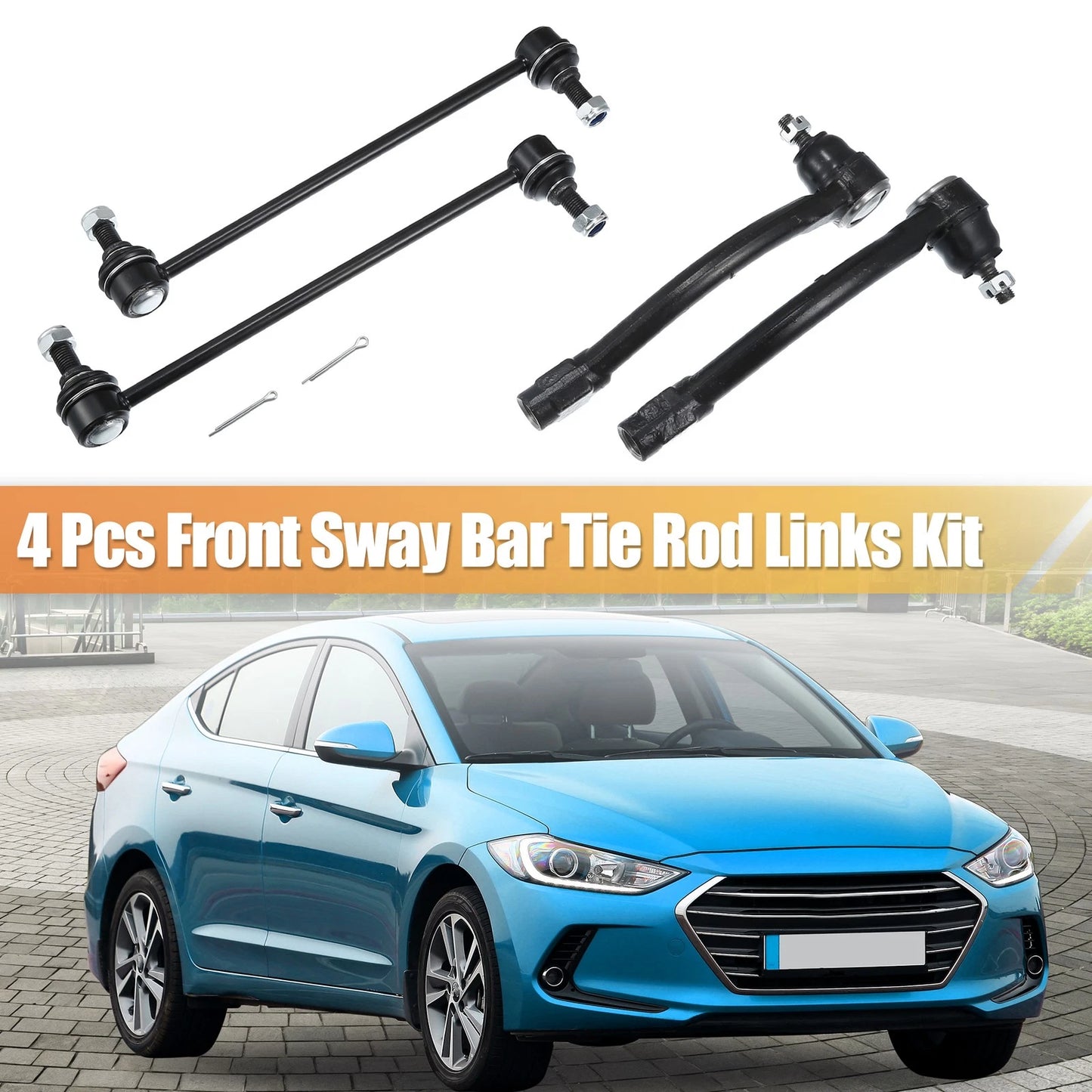 4 Pcs Front Sway Bar Link Outer Tie Rods for Hyundai Elantra (2013-2016)