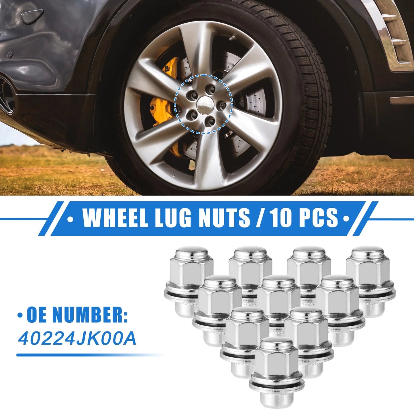 10 Pcs Wheel Lug Nuts M12x1.25 for INFINITI EX35 G25 (2008-2013)