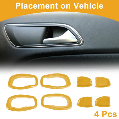 Yellow ABS Interior Door Handle Bowl Cover Trim for Jeep Renegade (2015-2023) 4Pcs