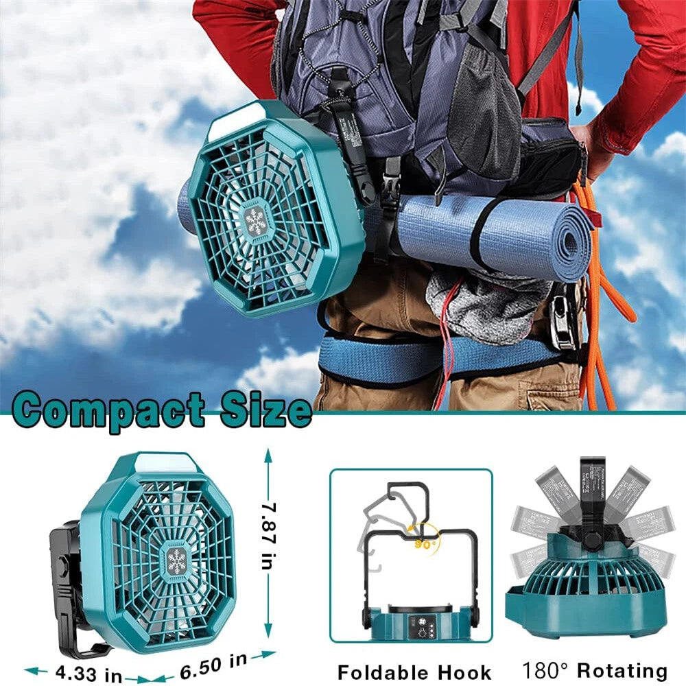 New Camping Ceiling Fan with LED Light for Makita 14.4V 18V Battery