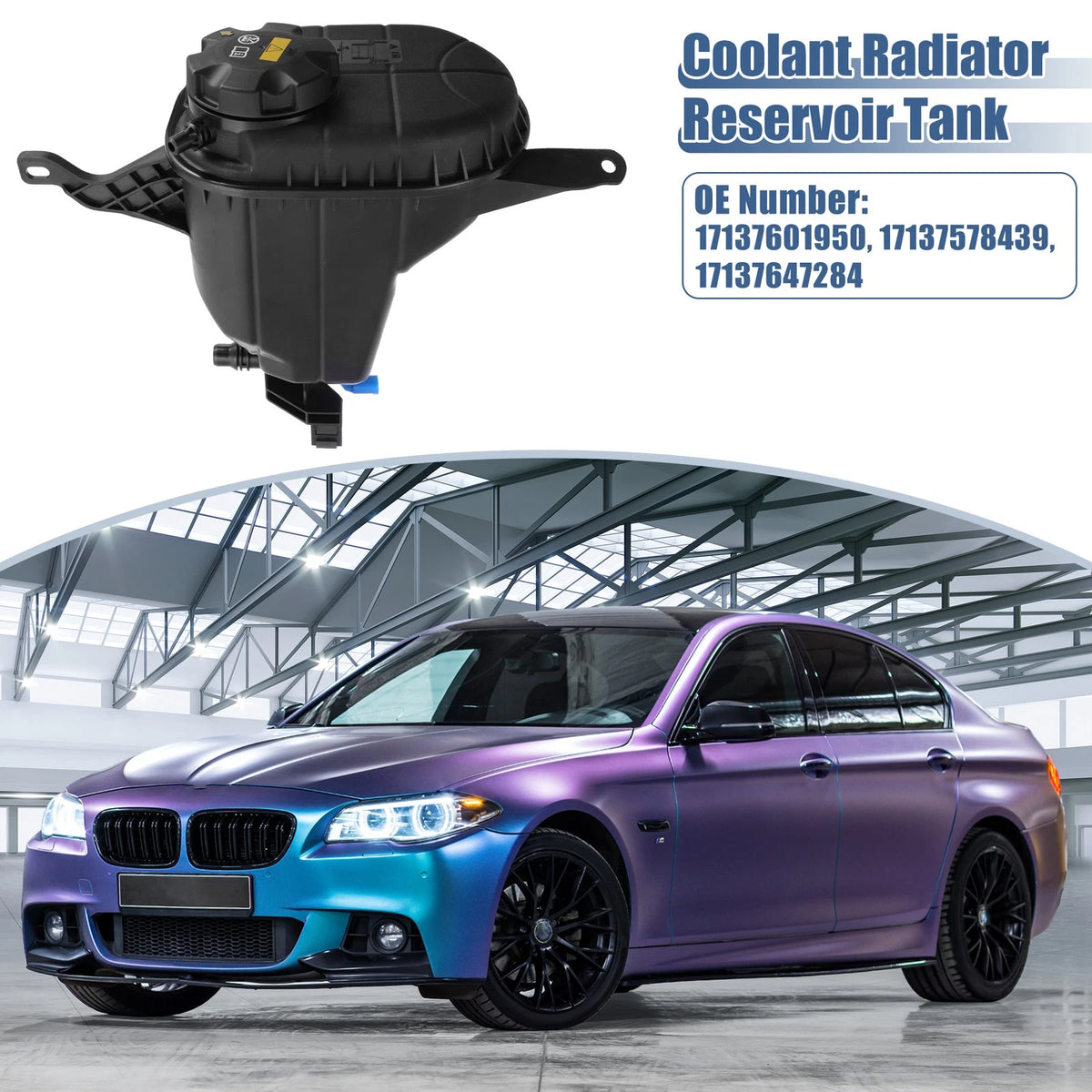 Coolant Radiator Reservoir Tank with Cap & Sensor for BMW F10 528i (2011-2017)