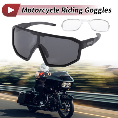 Motorcycle Riding Goggles Black Lens Black Frame PC Shades Glasses