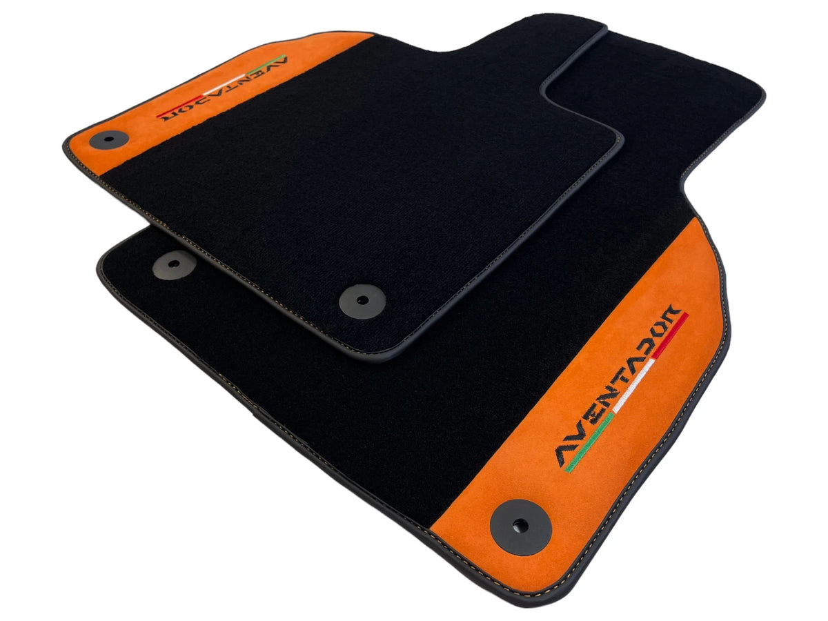 Floor Mats for Lamborghini Aventador 2012-2022 - Orange Alcantara Leather