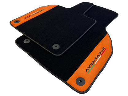 Floor Mats for Lamborghini Aventador 2012-2022 - Orange Alcantara Leather
