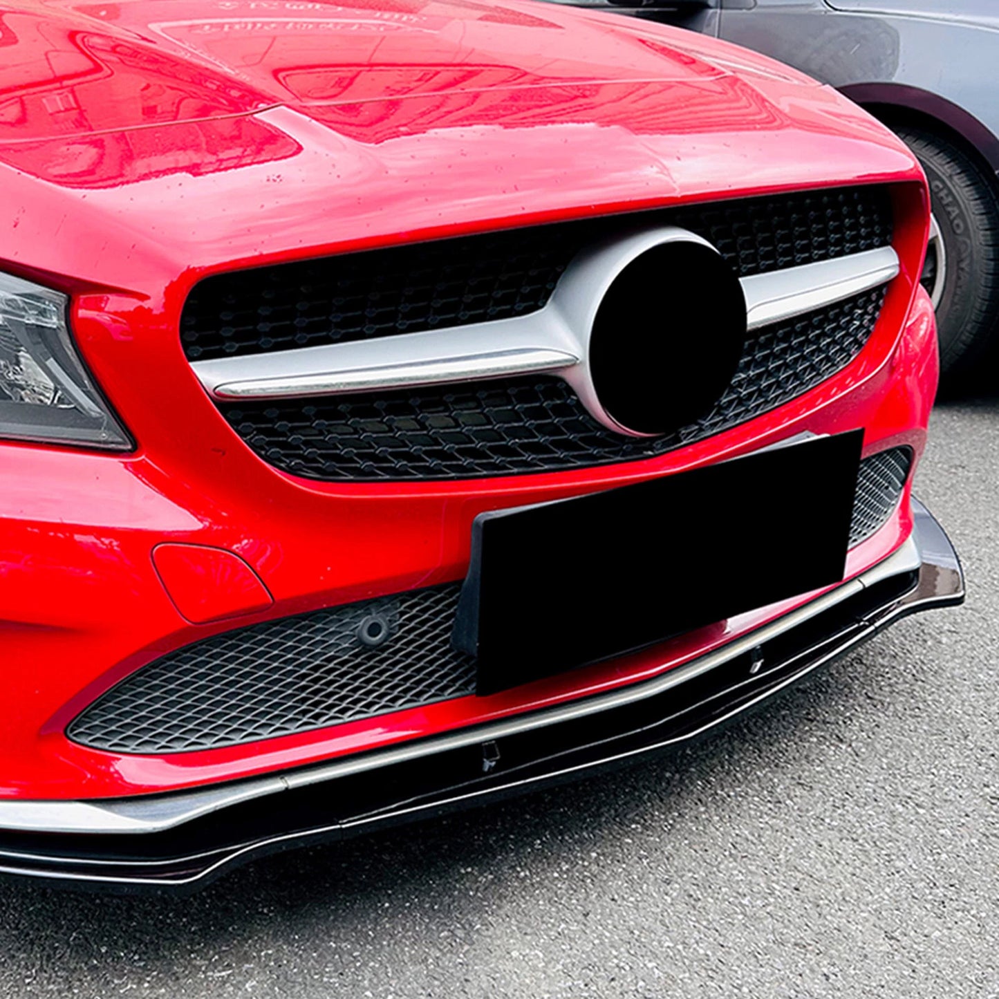 Gloss Black Front Spoiler Lip Splitter Kit for Benz CLA Class C117 (2016-2019)