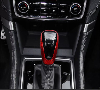 Red Carbon Fiber Gear Shift Knob Trim for Subaru Forester/Outback/Impreza (2014-2023)