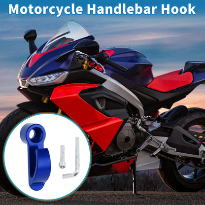 Handlebar Hook for Motorcycle Helmet CNC Aluminum Blue